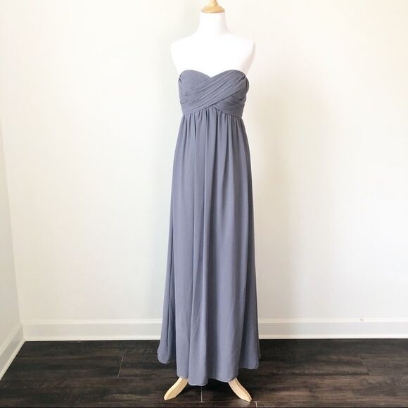 Bill Levkoff Dusty Blue Strapless Formal Dress - Picture 1 of 8